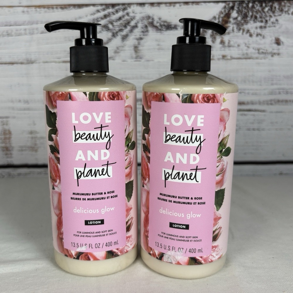 2x Love Beauty and Planet Delicious Glow Body Lotion Murumuru Butter& Rose 13.5